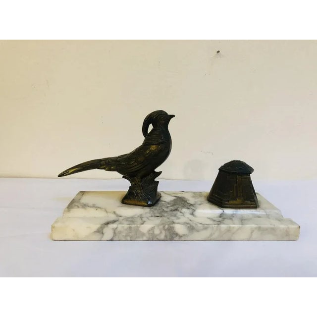 French Art Deco Inkwell With Marble Base, 1920s For Sale - Image 9 of 9