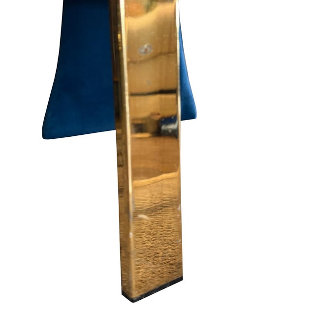 1980s Carson’s of High Point Blue Velvet & Brass Dining Chairs, Set of Four For Sale - Image 9 of 16
