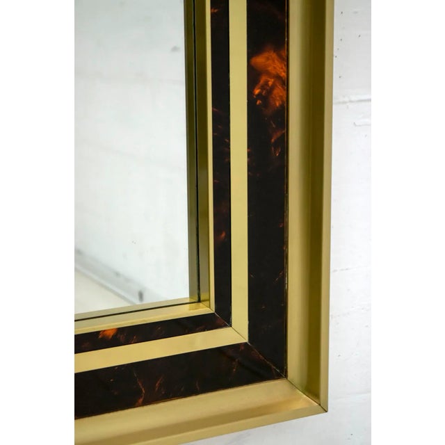 Brown Mid-Century Modern Brass and Celluloid Mirror by Sandro Petti for Metal Art, 1970s For Sale - Image 8 of 9