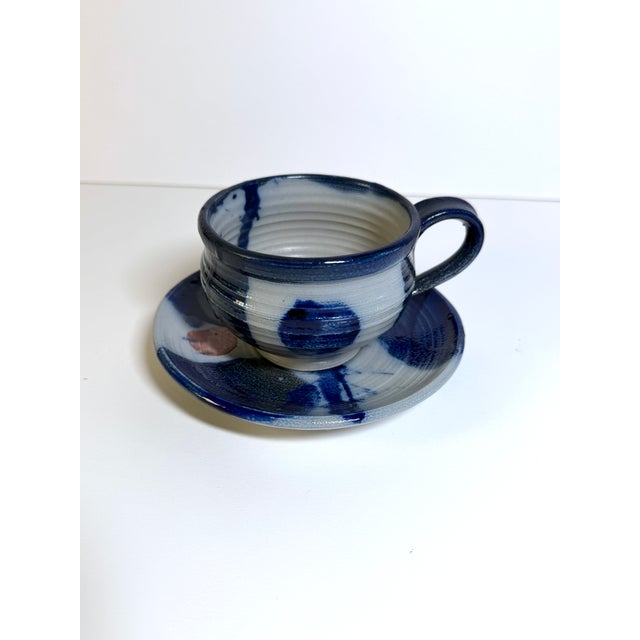 Gustavian (Swedish) 2 Otto Heino Studio Pottery Tea Cups & Saucers For Sale - Image 3 of 10