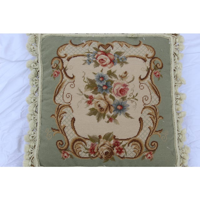 French Traditional Wool Pedi Point Down Pillow With Loop Fringe and Cotton Tassels For Sale - Image 10 of 13