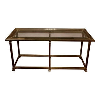 1960s Brass and Glass Console Table For Sale