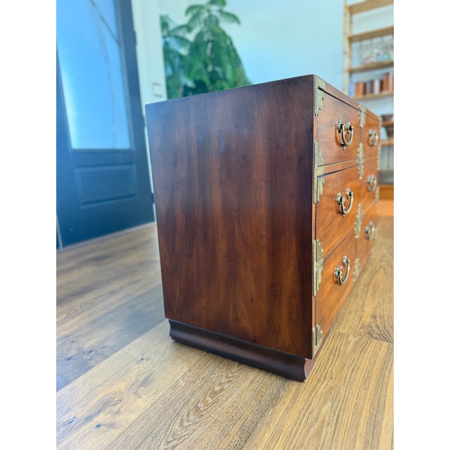 Wood Vintage Rare Henredon "Mont" Collection Pan-Asian Double Dresser For Sale - Image 7 of 13