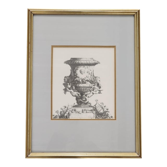 Vintage French Rococo Style 18th Century French Vase Etching by Jacques François Joseph Saly For Sale