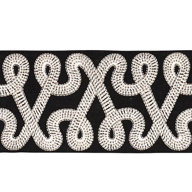 Modern Sample - Schumacher Freeform Embroidered Tape in Black For Sale - Image 3 of 3