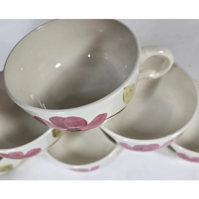 Mid 20th Century Handpainted Pink Dogwood Teacups- Set of Six For Sale - Image 5 of 16