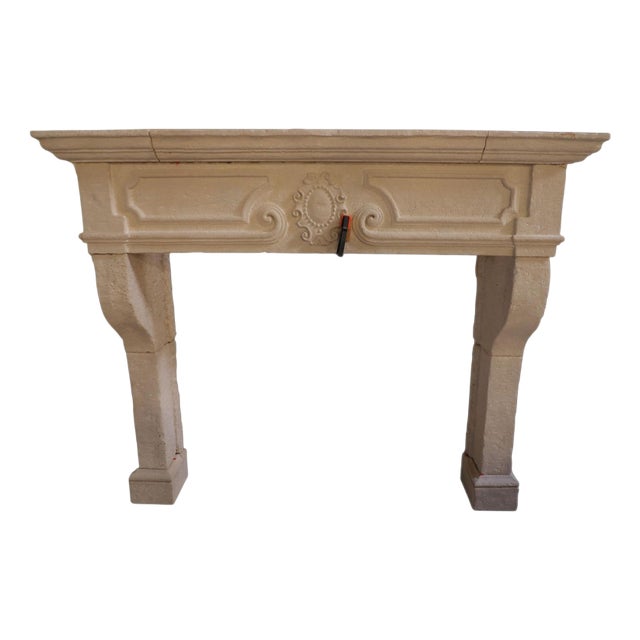 20th Century French Louis XIV Limestone Fireplace Mantel For Sale