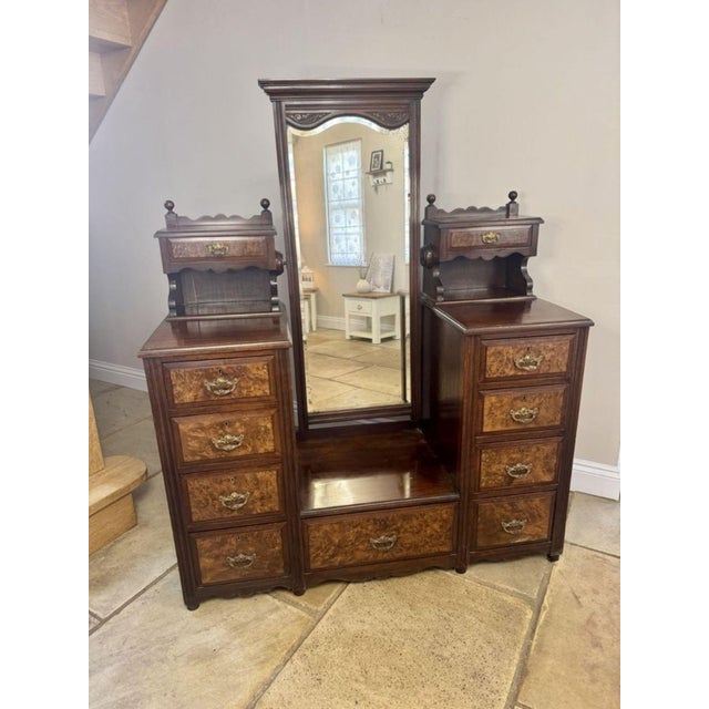 Antique Victorian Burr Walnut Dressing Table, 1880 For Sale - Image 6 of 9