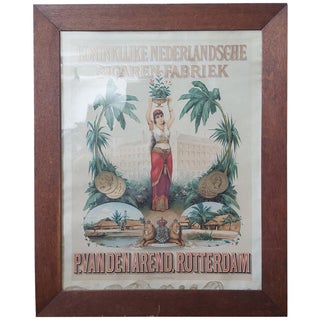 Antique Royal Dutch Cigar Factory Advertising Poster, 1890s For Sale