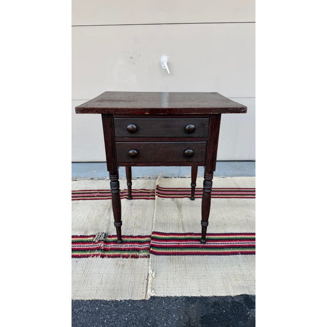 A Fine Antique Pennsylvania Country Sheraton 2 Drawer Side Table, Circa 1820's For Sale - Image 12 of 12
