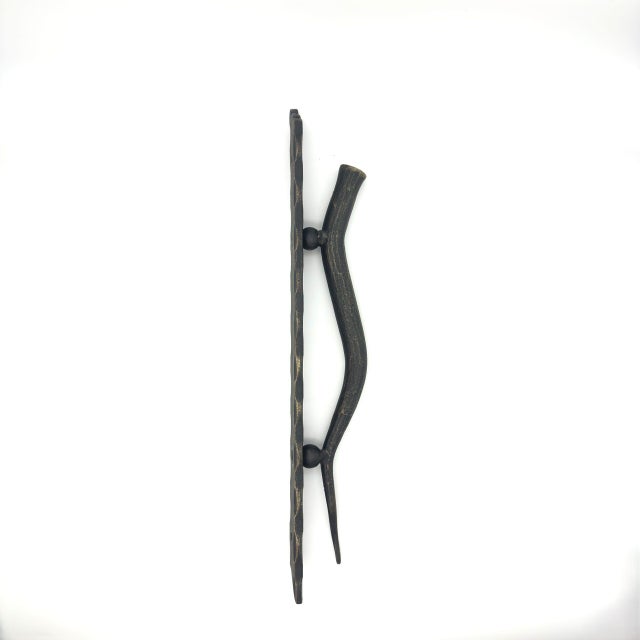 2020s Hand-Forged Wrought Iron Door Pull (Gold Patina) Raw Edge Rustic Entry Hardware For Sale - Image 5 of 6