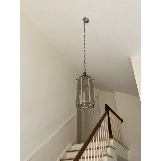 1970’s Chrome and Glass Entryway Chandelier For Sale In Rochester - Image 6 of 10