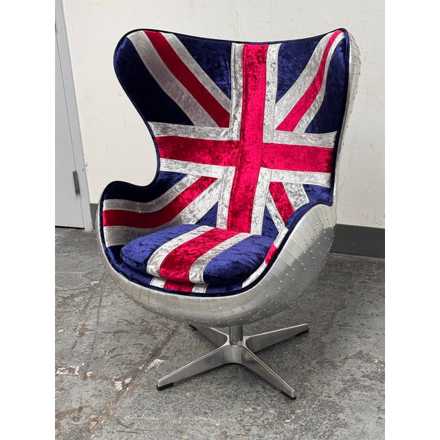 English Acme Furniture Brancaster Union Jack Egg Chair For Sale - Image 3 of 12