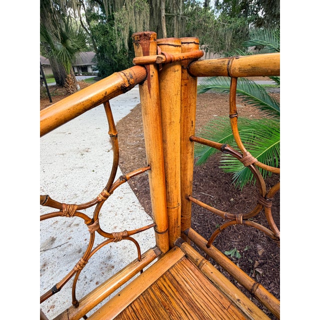 Brown Vintage Burnt Bamboo Folding Shelf For Sale - Image 8 of 14