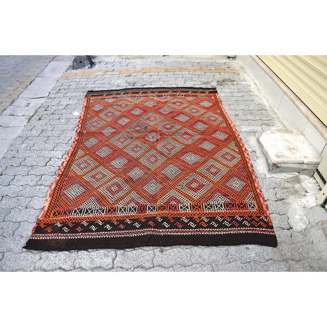 1960s Vintage Turkish Kilim Rug For Sale - Image 12 of 12