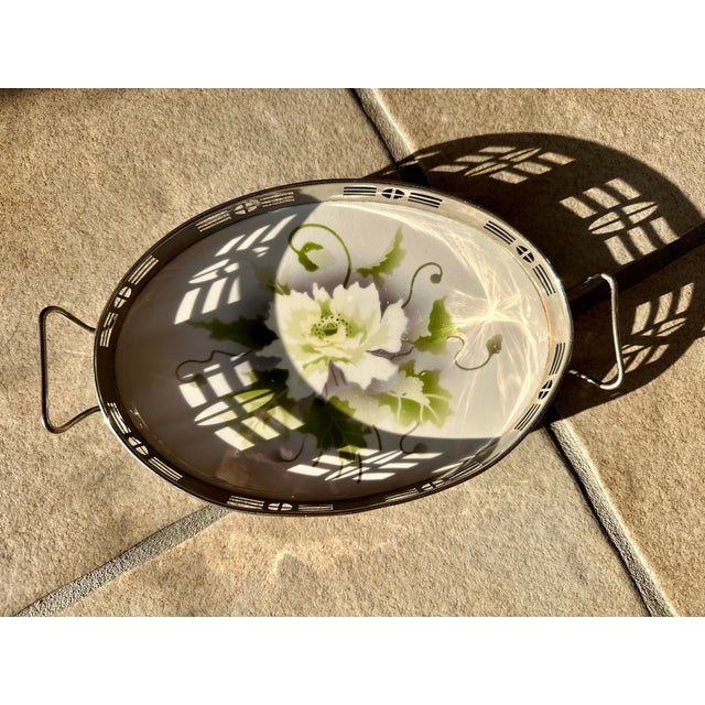 Antique Art Deco Serving Tray in Ceramic and Metal from BMF, Germany, 1920s For Sale - Image 9 of 18