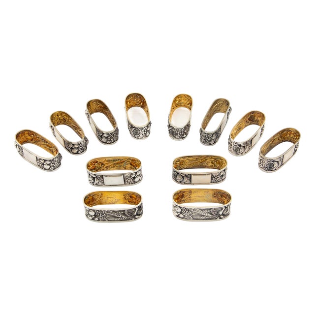 Silver Napkin Rings, Set of 12 For Sale
