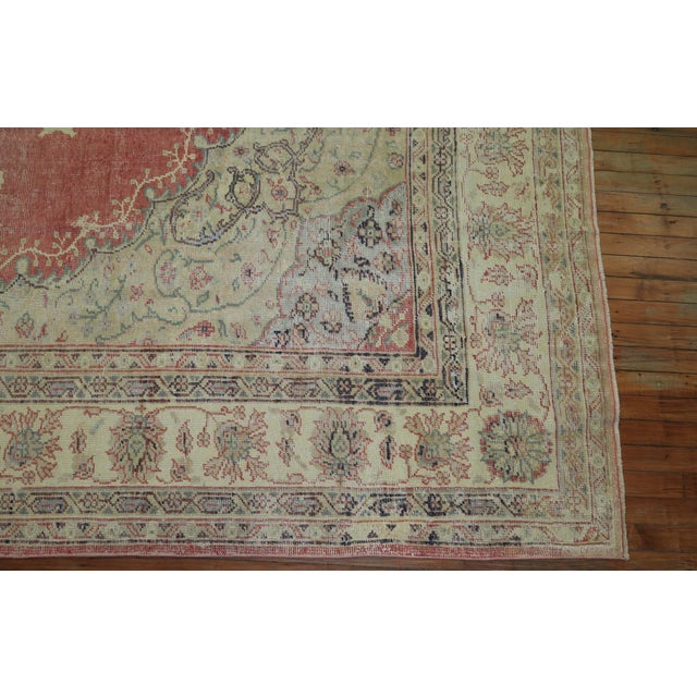 1930s 1930s Zabihi Collection Soft Red Ivory Turkish Oushak Oversize Rug - 10'5" x 15'2" For Sale - Image 5 of 6