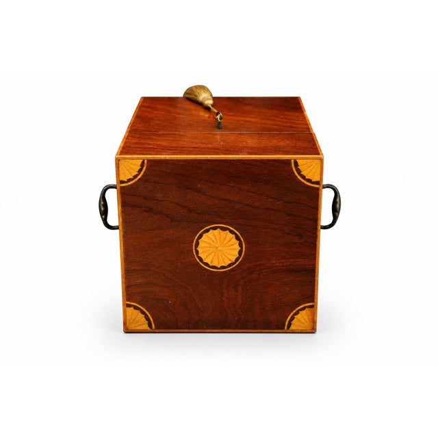 19th Century Victorian Sheraton Revival Mahogany Decanter Box with Atlantis Decanters, 1800s, Set of 5 For Sale - Image 5 of 9