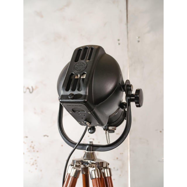 Vintage Theater Lamp on Wooden Tripod Floor Lamp, 1960s For Sale - Image 12 of 15