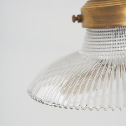 Gold Antique Reclaimed Glass Wall Light from Holophane, 1950s For Sale - Image 8 of 10