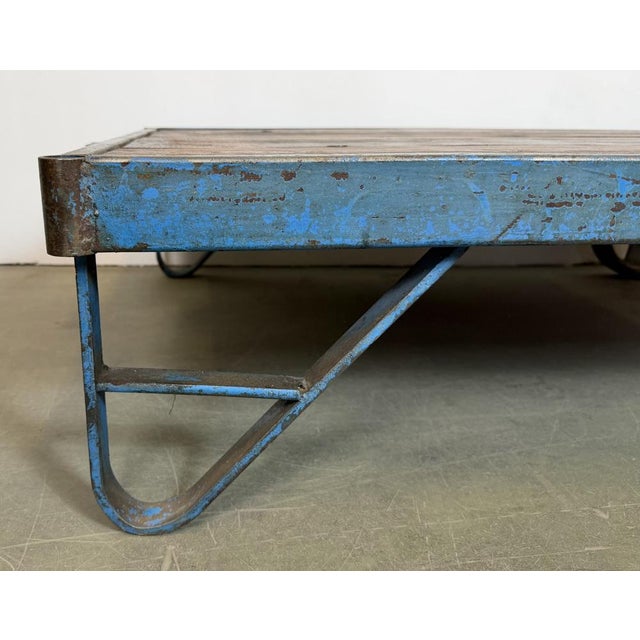 Blue Large Industrial Blue Coffee Table Cart, 1960s For Sale - Image 8 of 18