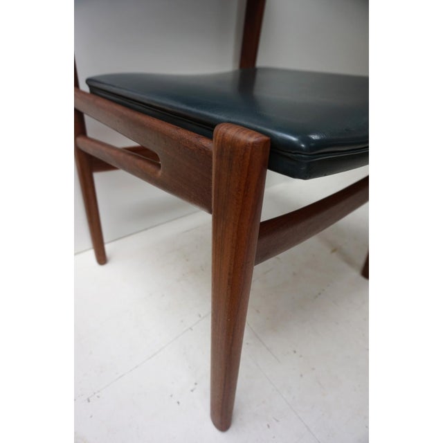 Scandinavian Teak and Green Leatherette Dining Chairs, 1960s, Set of 4 For Sale - Image 17 of 18