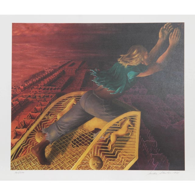 Get lost in this stunning piece is by American artist Sandra Stanton. 1984 offset lithograph, signed and numbered in...