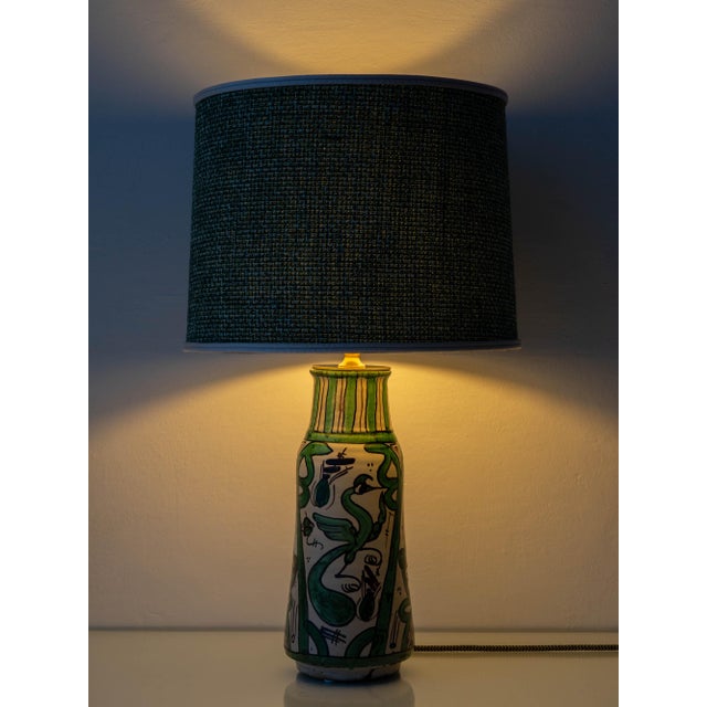 Mid-Century Spanish Revival Punter Green and Black Ceramic Table Lamp by Punter, 1970s For Sale - Image 15 of 16