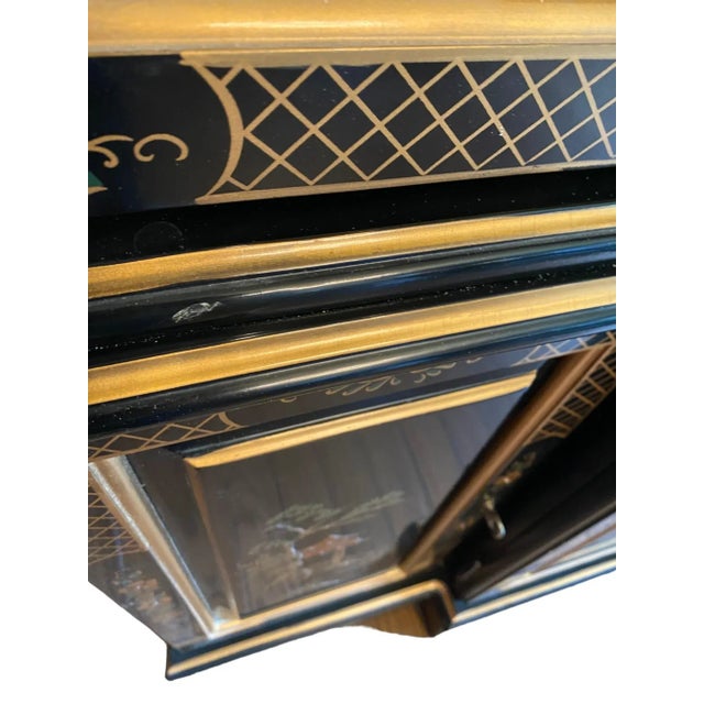 Ethan Allen Hand Painted Black Chinoiserie Asian China Display Cabinet For Sale In Indianapolis - Image 6 of 10