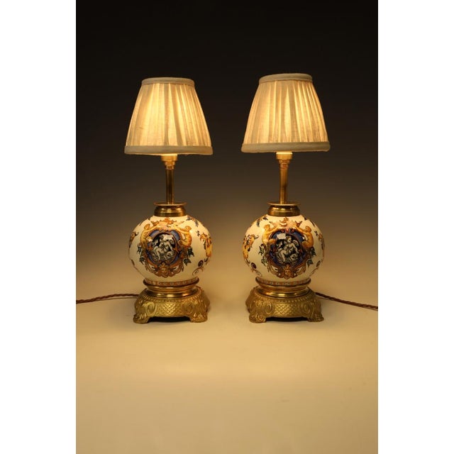 Late 19th Century Renaissance Revival Italian Majolica Table Lamps, 1890, Set of 2 For Sale - Image 5 of 18