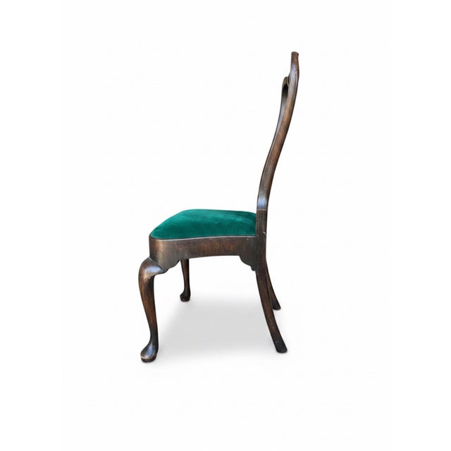 Vintage Queen Anne Dining Chairs - Emerald Velvet - Set of 6 For Sale - Image 4 of 12