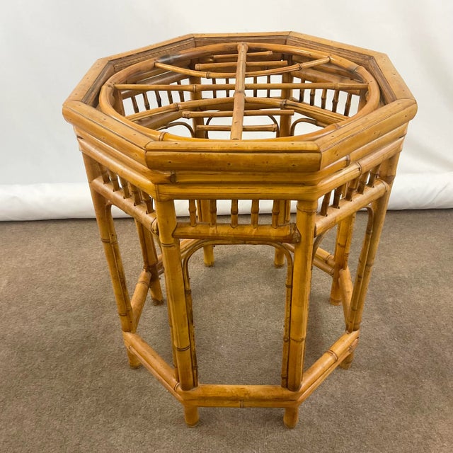 Brighton Pavilion Vintage Coastal Hollywood Regency Brighton Pavilion Bamboo Side Table Base For Sale - Image 4 of 12