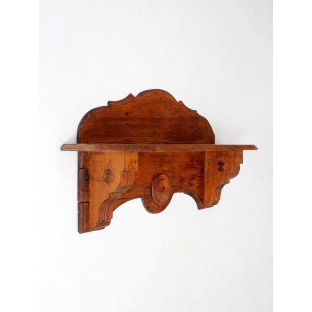 Antique Folk Art Carved Wood Wall Shelf For Sale - Image 12 of 16