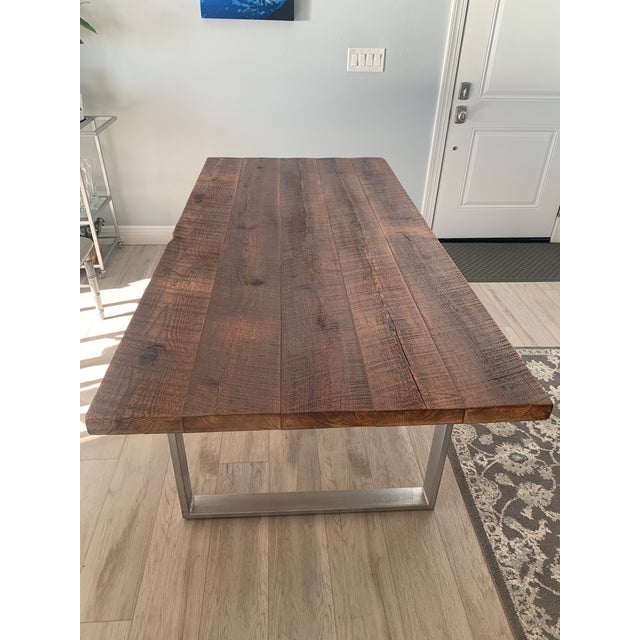 2020s Artisan Crafted 100 Year Old Barnwood Farmer's Table For Sale - Image 5 of 7