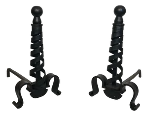 Pair of modernist cast iron andirons. Raymond Subes.