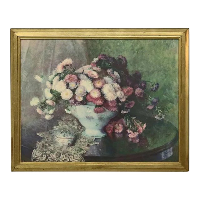 Vintage Floral Still Life Print 20th Century For Sale