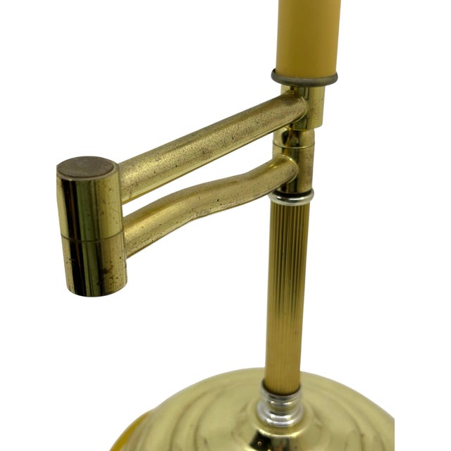 Vintage Small Table Top Brass Swing Arm Lamp For Sale In New York - Image 6 of 11