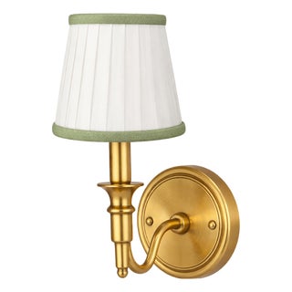 White & Green Trim Sconce Shade For Sale