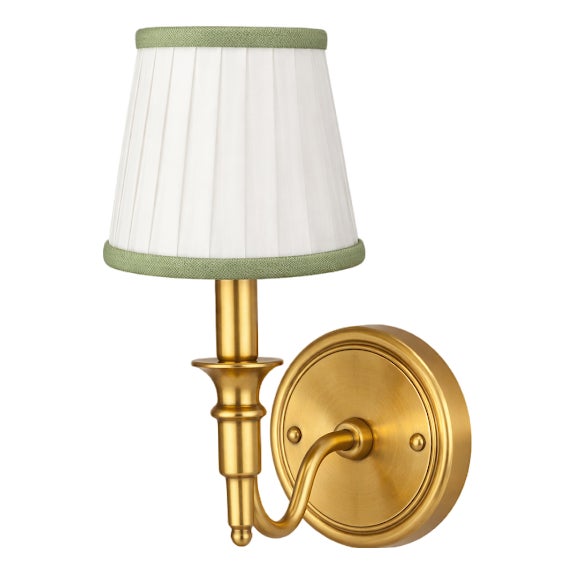 White & Green Trim Sconce Shade For Sale