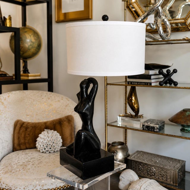 1960s Ebonized Oak Sculptural Figural Table Lamp by Yasha Heifetz For Sale In Chicago - Image 6 of 8