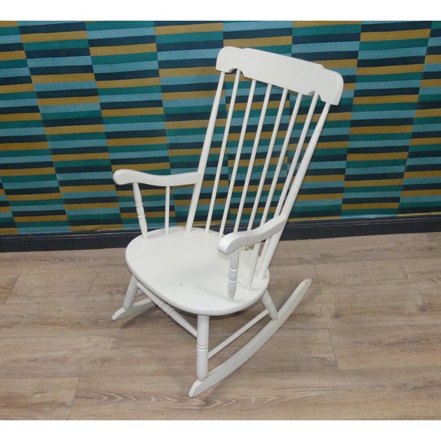 Shabby Chic White Rocking Chair, 1970s For Sale - Image 10 of 10