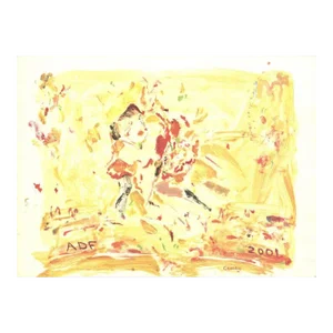 2001 Cecily Brown 'American Dance Festival 2001' African American Yellow Offset Lithograph