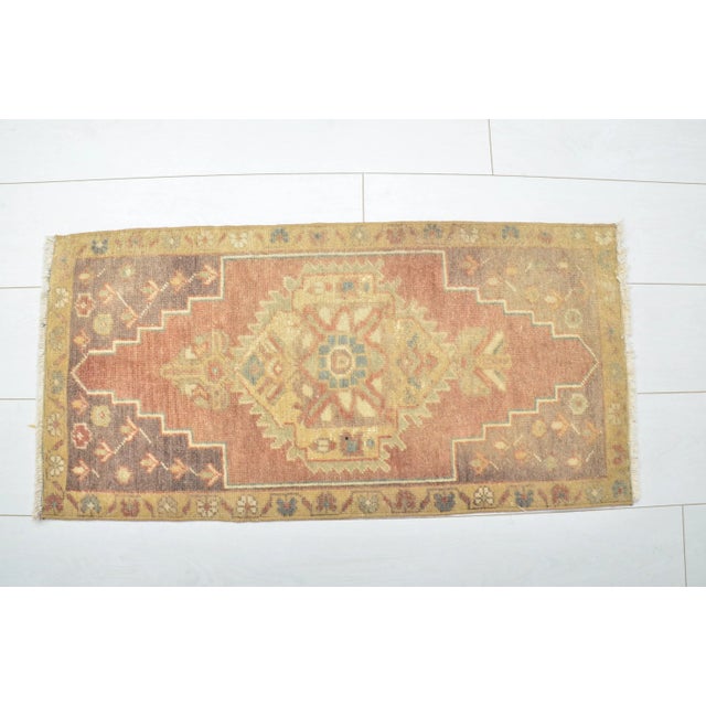 1960s Handmade wool and cotton rug in Turkish Anatolian Small Rug, Vintage Doormat Rug, Turkish Decorative Rug, Handmade...