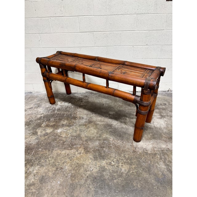Boho Chic Oversized Elephant Bamboo Console For Sale - Image 3 of 9