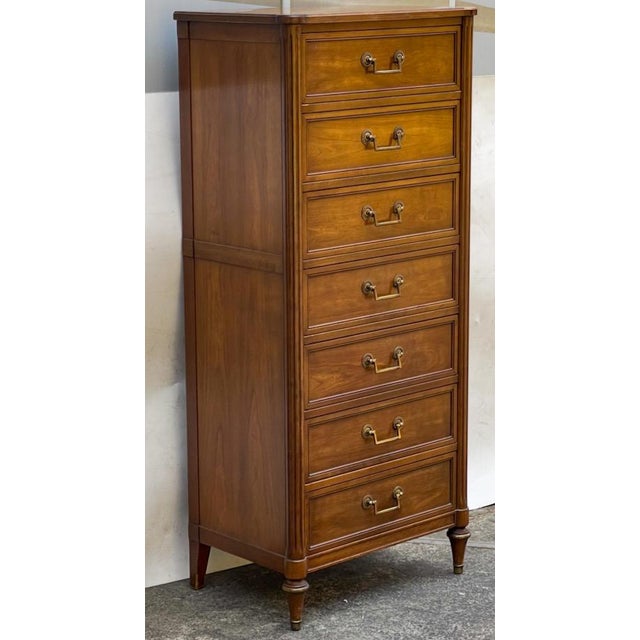 Mid 20th Century Mid-Century French Louis XVI Style Walnut Lingerie Jewelry Chest Commode Kindel For Sale - Image 5 of 5