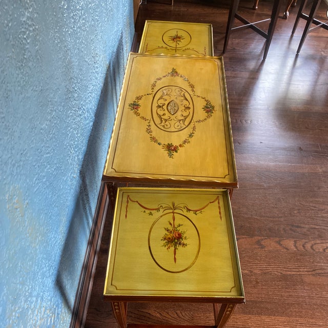 20th Century French Hand Painted Style Nesting Tables Coffee Table