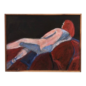 Late 20th Century Modernist Style Reclining Nude Oil on Canvas