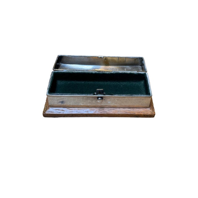 1910s Antique Silver Plate Box With Wooden Base C.1910 For Sale - Image 5 of 7