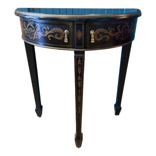 1990s Black and Gold Painted Small Console Table For Sale